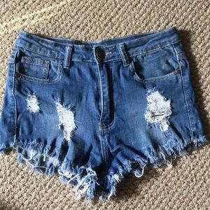 Distressed Shorts - Medium Wash